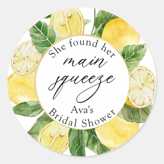 Sticker Rond Lemon Main Squeeze Baby Shower (Devant)