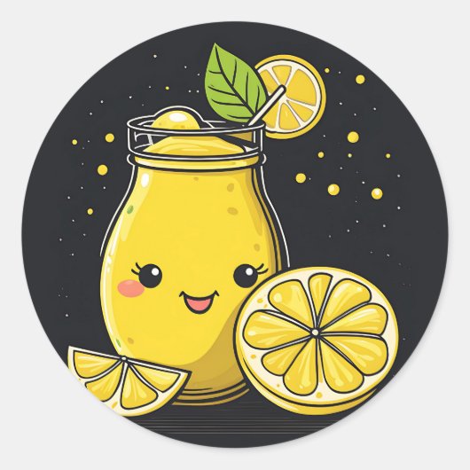Sticker Rond Lemonade d'été Kawaii (Devant)