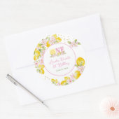 Sticker Rond Lemonade Floral 1st Birthday (Enveloppe)