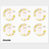 Sticker Rond Lemonade Floral 1st Birthday (Feuille)