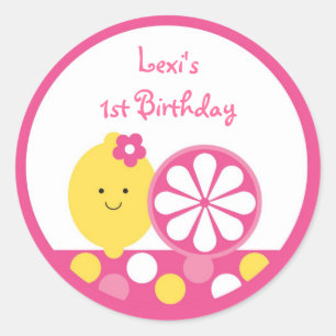 Sticker Rond Lemonade rose 1er anniversaire