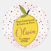 Sticker Rond Lemonade rose moderne 1er anniversaire (Devant)