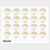 Sticker Rond Lemonade Sunshine Rose Or Floral Anniversaire (Feuille)
