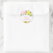 Sticker Rond Lemonade Sunshine Rose Or Floral Anniversaire (Sac)