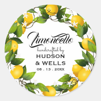 Sticker Rond Lemoncello Lemon Wreath Fruit Mariage