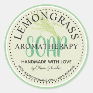 Sticker Rond Lemongrass Aromatherapy Soap Site Web personnalisé