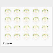 Sticker Rond Lemons and Foliage Baby Shower Bookplate (Feuille)