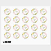 Sticker Rond Lemons pink gingham squeeze me party favor (Feuille)