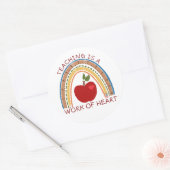 Sticker Rond L'enseignement est une oeuvre de coeur (Enveloppe)