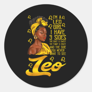 Sticker Rond Leo Afro Black Woman C'est mon Anniversaire Zodiac