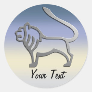 Sticker Rond Leo Zodiac Lion Star Connexion Argent clair