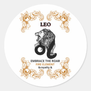 Sticker Rond Léo Zodiaque Royal Embrasser le Rugissement de l