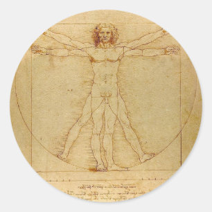 Sticker Rond Leonardo Da Vinci - Vitruvian Homme Peinture