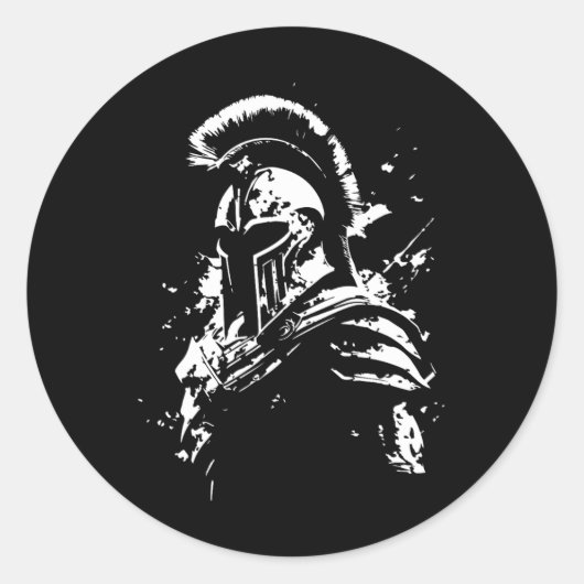 Sticker Rond Leonidas Casque Spartan Gym Sparta Workout Grec W (Devant)