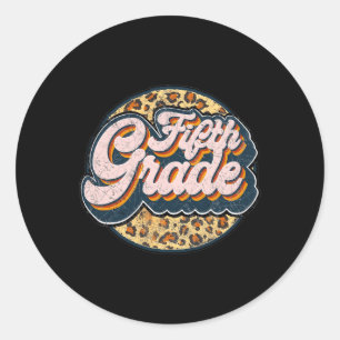 Sticker Rond Leopard 5e maître mange 5e année Retour à l'école