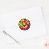 Sticker Rond Leopard - Arrière Noir, Style Arc-en-ciel (Enveloppe)