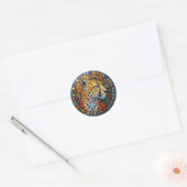 Sticker Rond Léopard aux couleurs vives (Enveloppe)