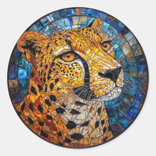 Sticker Rond Léopard aux couleurs vives