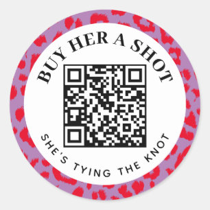 Sticker Rond Léopard Bachelorette Party Acheter un paiement QR 