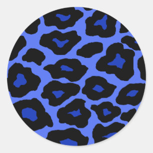 Sticker Rond Leopard bleu