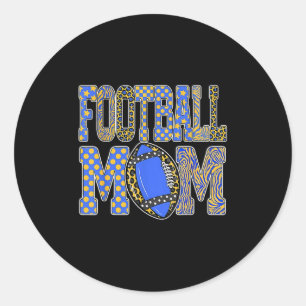 Sticker Rond Léopard bleu or à carreaux football touchdown mer