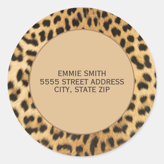 Sticker Rond Leopard Cheetah Imprimer Brown Black Adresse de re (Devant)
