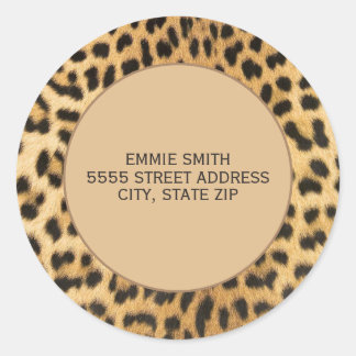 Sticker Rond Leopard Cheetah Imprimer Brown Black Adresse de re