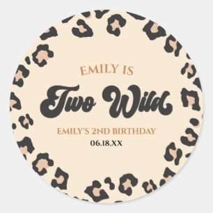 Sticker Rond Leopard Cheetah Imprimer deux Wild 2e fête d'anniv
