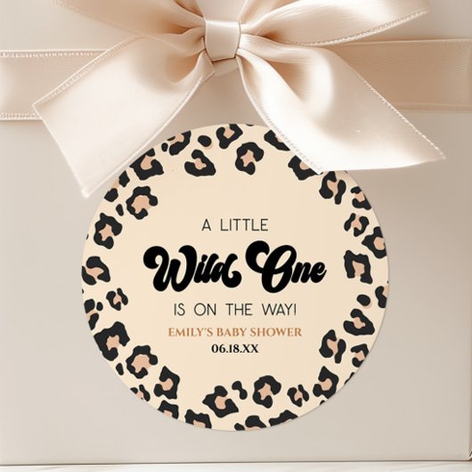 Sticker Rond Leopard Cheetah Imprimer un Baby shower sauvage