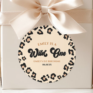 Sticker Rond Leopard Cheetah Imprimer Wild Un 1er anniversaire