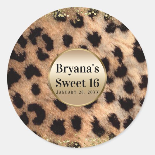 Sticker Rond Leopard Cheetah Poster de animal Parties scintilla (Devant)