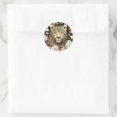 Sticker Rond Leopard d'animal d'or (Sac)