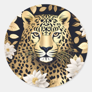 Sticker Rond Leopard d'animal d'or