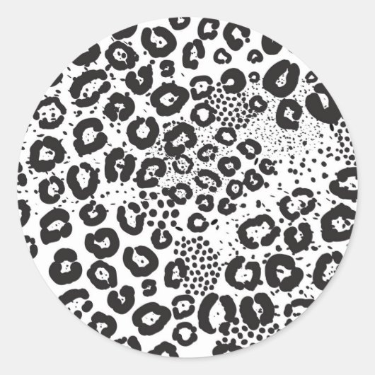 Sticker Rond Léopard de neige noir blanc Poster de animal Cheet (Devant)