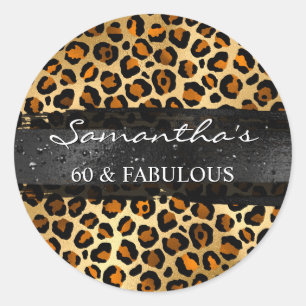Sticker Rond Léopard en feuille de cuivre et d'or 60 & Fabuleux