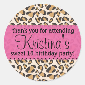 Sticker Rond Leopard et Hot Pink
