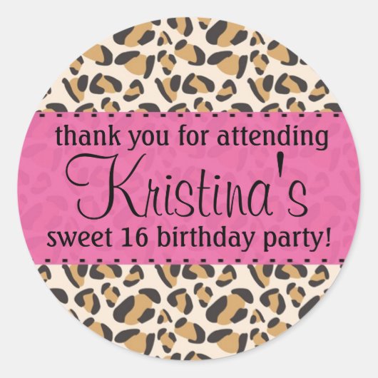 Sticker Rond Leopard et Hot Pink (Devant)