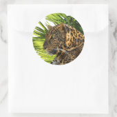 STICKER ROND LEOPARD ET PALMS (Sac)