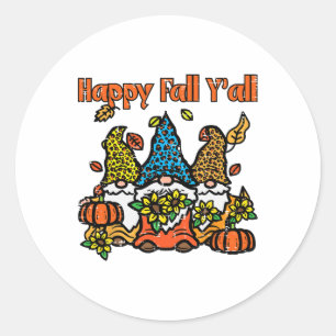 Sticker Rond Leopard Gnomes Happy Fall Yall Thanksgiving Men Ww