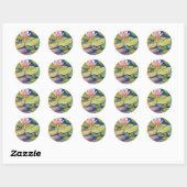 Sticker Rond Léopard Grenouille Lily Pads Lotus Fleur Aquarelle (Feuille)