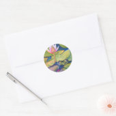 Sticker Rond Léopard Grenouille Lily Pads Lotus Fleur Aquarelle (Enveloppe)