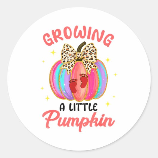 Sticker Rond Leopard Growing Little A Pumpkin Fall Vibes Thanks (Devant)