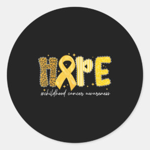 Sticker Rond Leopard Hope Gold Ribbon Children Cancer Awards