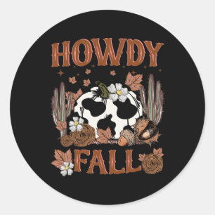 Sticker Rond Leopard Howdy Automne Citrouille Ouest Automne Aut