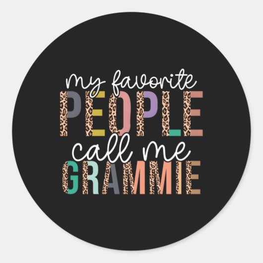 Sticker Rond Leopard Mes Favoris Appelent Moi Grammie Mères (Devant)