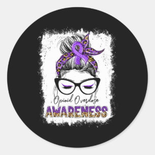 Sticker Rond Leopard Messy Bun Opioïde Surdose Sensibilisation