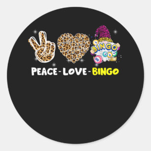 Sticker Rond Leopard Peace Love Bingo Gnome Lucky Number Bingo