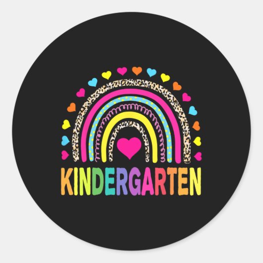 Sticker Rond Leopard Rainbow Kindergarten Enseignant Premier jo (Devant)