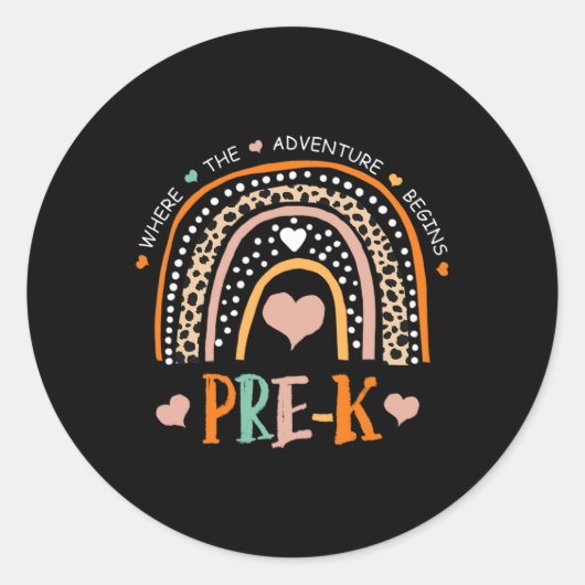 Sticker Rond Leopard Rainbow Pre K Où Commence L'Aventure (Devant)