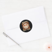 Sticker Rond Leopard Smile Face Happy Fall Y'all Retro Super A (Enveloppe)